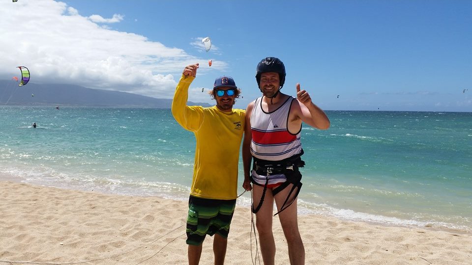 maui kiteboarding lessons instructor and student